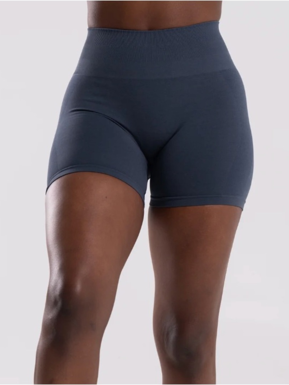 Alphalete High-Rise Bike Shorts in Dusty Navy